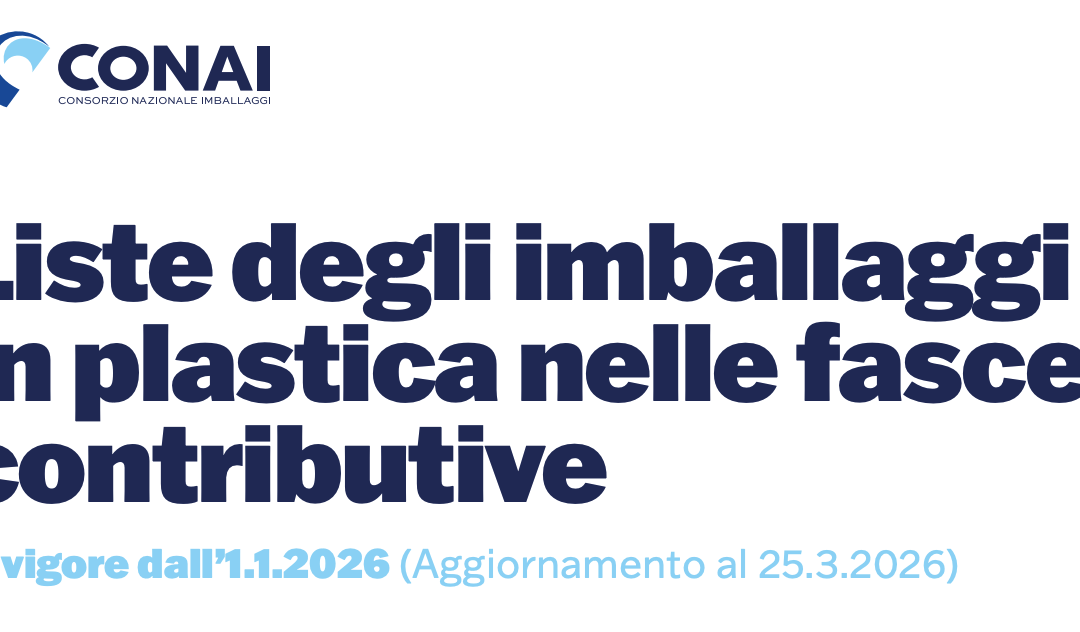 CONAI, ONLINE LA LISTA AGGIORNATA DEGLI IMBALLAGGI IN PLASTICA NELLE FASCE CONTRIBUTIVE